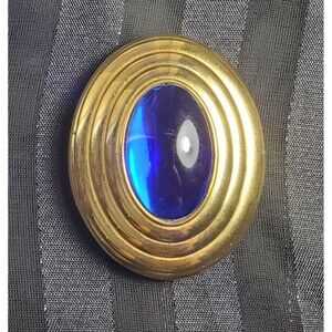 VINTAGE Jaipur Boucheron Paris Blue & Gold Lucite Solid Perfume Pendant No Chain